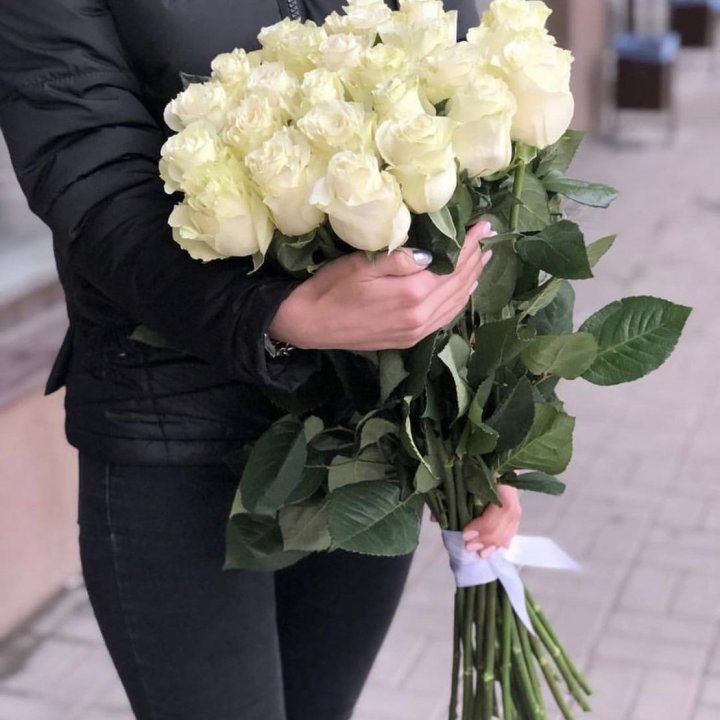 Голландские розы белые в Новом Уренгое