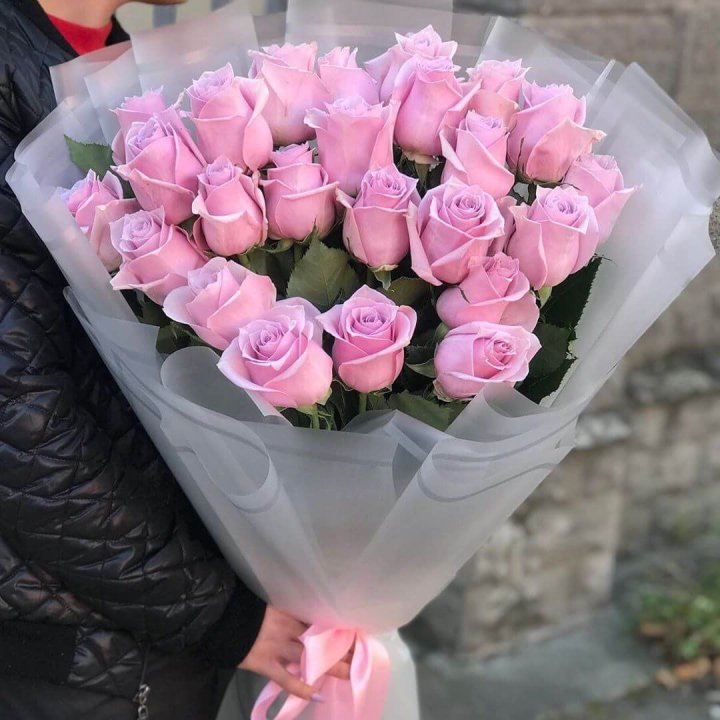25 высоких розовых роз в Новом Уренгое