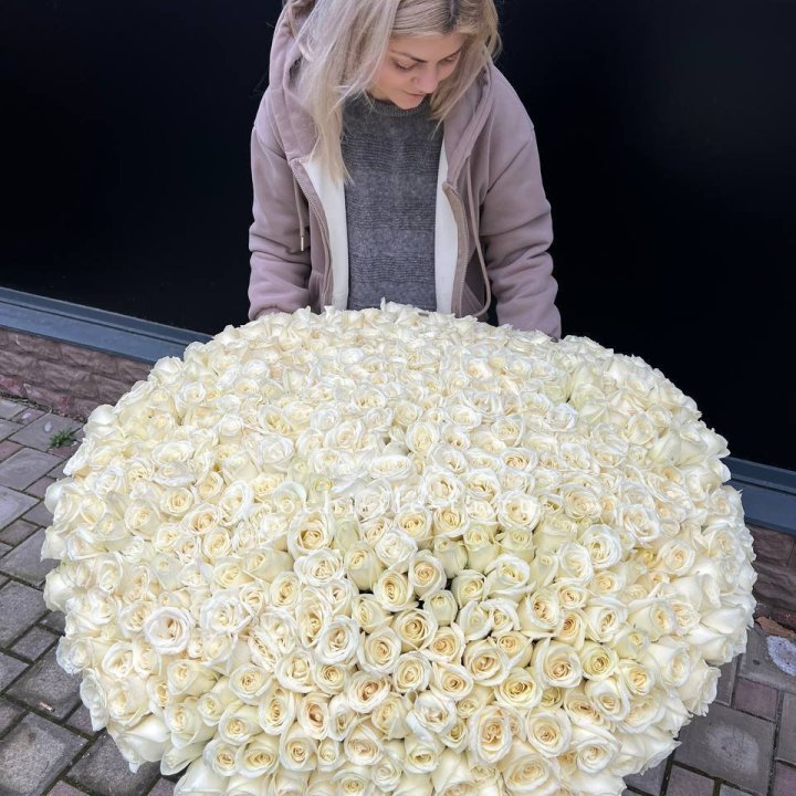 501 белая роза в корзине в Новом Уренгое